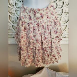 NWT Chelsea & Violet C & V White Floral Print Ruffle Miniskirt XL